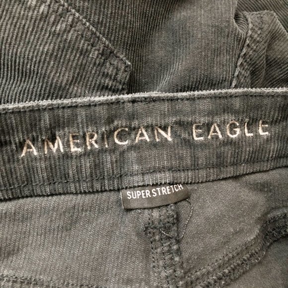 AE Corduroy Mom Jean Dark Grey High Waisted Straight Tapered Stretch Denim Jeans - Picture 7 of 12